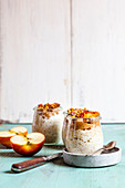 Baked apple overnight oats with nut brittle
