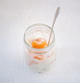 Refreshing yoghurt with banana and mandarins
