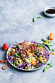 Sweet and sour crunchy pork salad with Cabbage