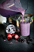 Smoothie with blueberries and rasberries mixer
