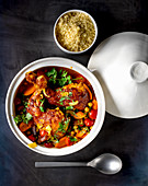 Chicken tagine in a tomato and apricot medley