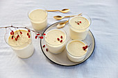 Panna Cotta decorated with barberries