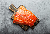 Fresh raw salmon fillet with seasonings