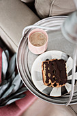 Chocolate cake and a cup of coffee