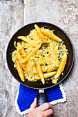 Potato orzo pasta with sauerkraut