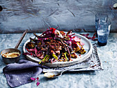 Purple Carrot and Fried Eggplant Salad with Lamb