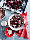 Coconut Red Rice Pudding with Roasted Cherries