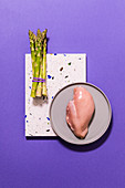 Chicken breast fillet and green asparagus