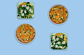 Minestrone and omelette with chard and gorgonzola