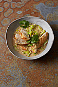 Marinated chicken with an almond sauce