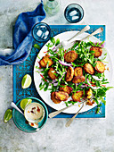 Indian Spiced Chickpea Bites with Mint and Rocket Salad