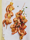 Prawn skewers with pineapple and honey