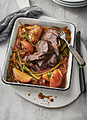 Prime boiled beef with pears