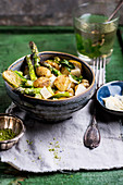 Gnocchi with green asparagus, sage, lime and Parmesan cheese