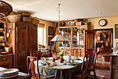 Old wooden furniture in English country house