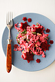 Sauerkraut with beetroot and walnuts