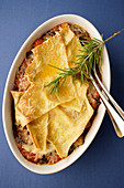 Lasagne with minced meat and tomatoes