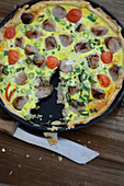 Sausage and leek quiche