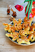 Yeast dough bunny buns for Easter