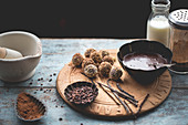 Hazelnut truffles with chocolate and vanilla