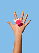 Hand with lollipop ring