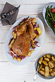 Roast duck with fried potatoes