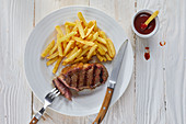 Beef steak with chips