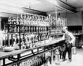 Prohibition Chemist Tests Bootleg Whiskey, 1920