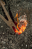 Iron heated in Coal Fire