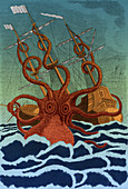 Colossal Octopus Attacking Ship, 1801