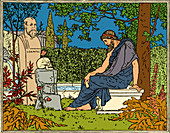 Plato, Greek Philosopher, at Socrates' Tomb