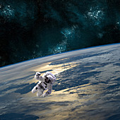 Astronaut Floating above Earth, Composite