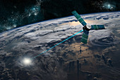 Satellite Firing Energy Weapon at Earth