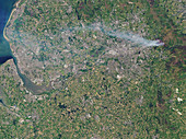 Saddleworth Moor fire, UK, satellite image