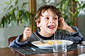 4 year-old boy eating