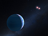 Exoplanet orbiting binary dwarf stars, illustration