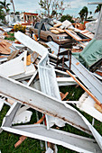 Mobile home damaged by Hurricane Charley, Florida, USA