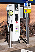 Electric car recharging point, UK