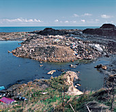 Coastal mining pollution, Lynemouth, Northumbria, UK