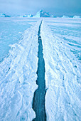 Tide crack in sea ice, Antarctica