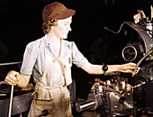 WWII, Woman Using Lathe Machine, 1942