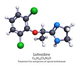 Ball-and-Stick Model of Lofexidine, illustration