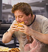 Man Eating Junk Food