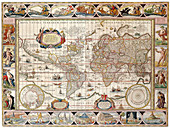 Joan Blaeu, World Map, 17th Century