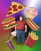 Obesity and Junk Food, Conceptual Illustration