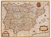 Joan Blaeu, Spain Map, 17th Century