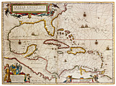 Joan Blaeu, The Caribbean Map, 17th Century