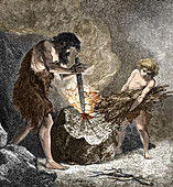 Early Humans Making Fire