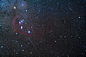 Orion and Eridanus, with Geminid Meteor
