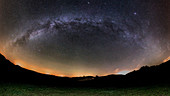 Milky Way at night, fish-eye view
